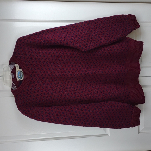 Environmental Clothing Co Deep Red/Navy Wool Blend LS Crewneck Pullover Sweater - Picture 2 of 8